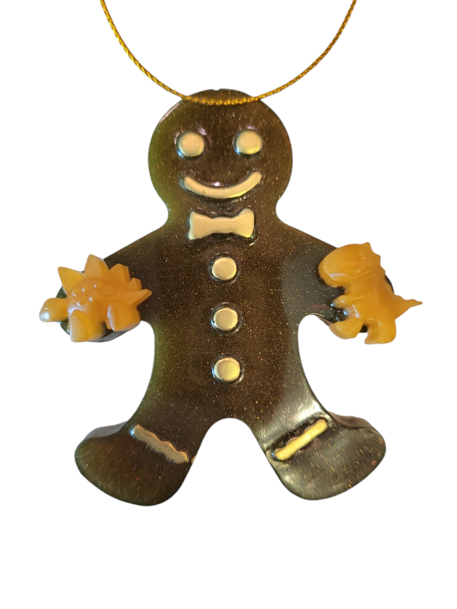 Gingerbread man with dino nuggets (ornament)