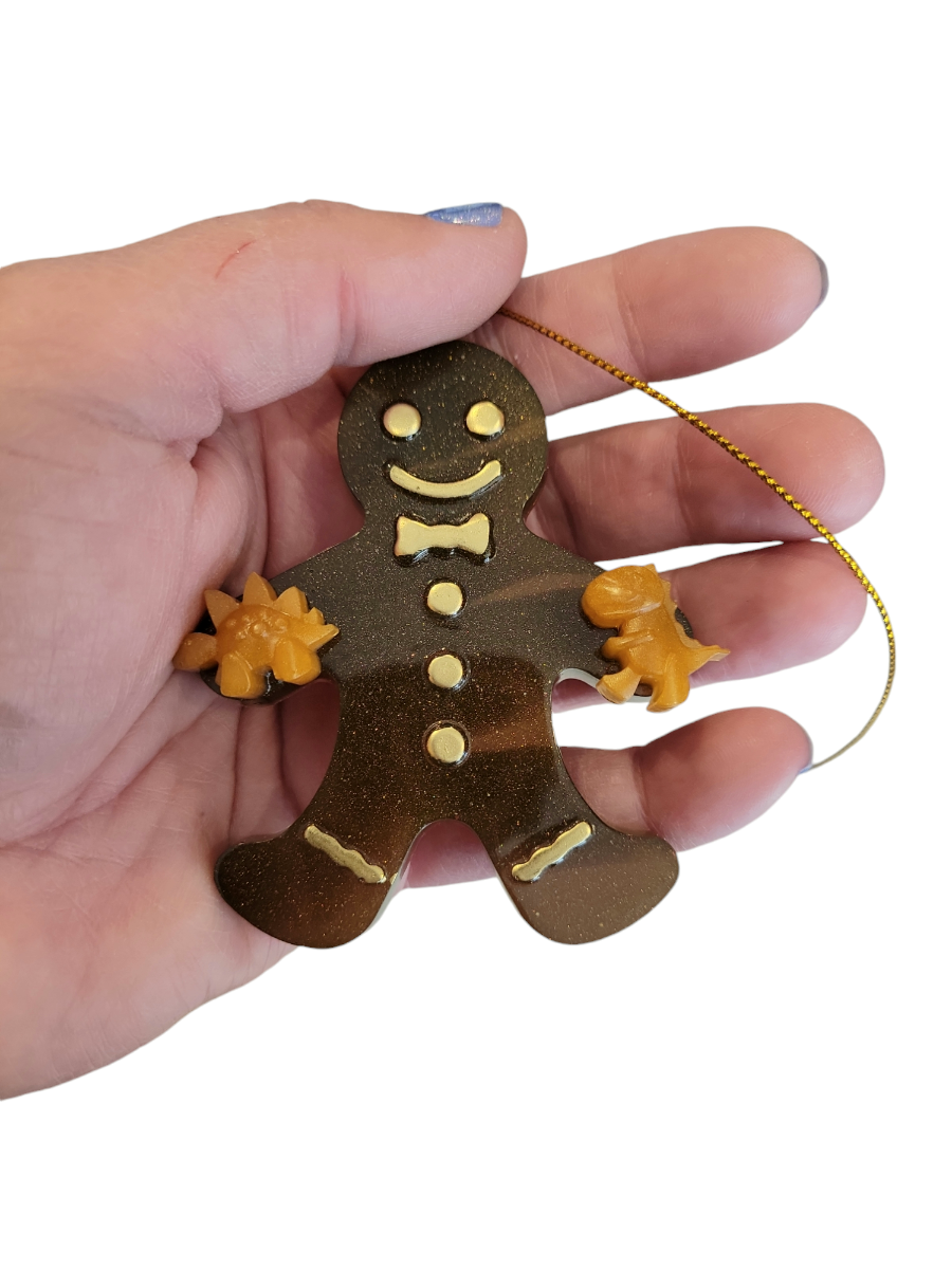 Gingerbread man with dino nuggets (ornament)